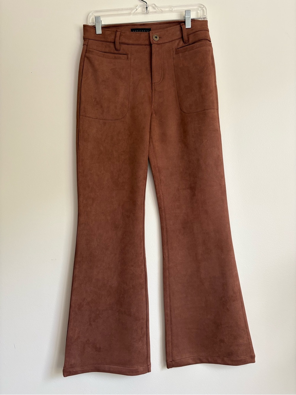 Sanctuary Sawyer Faux Suede Brown Bell Bottom Flare Pants Sz 27 Boho 70s Retro - Picture 3 of 10